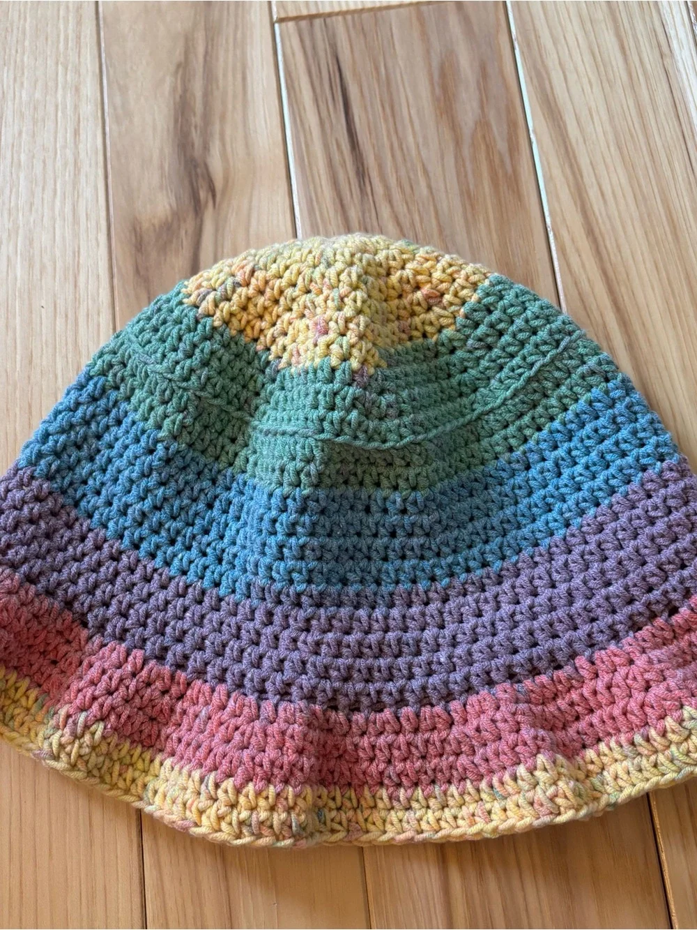 Rainbow Crochet Bucket Style Hat - Picture 3 of 5